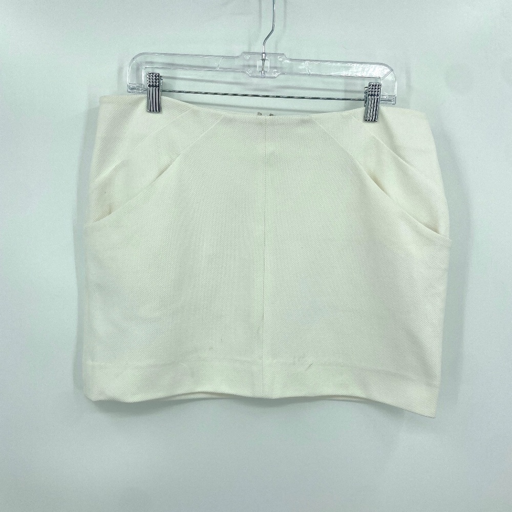 DIANE VON FURSTENBERG White Pleated Pockets Mini Skirt Size 10